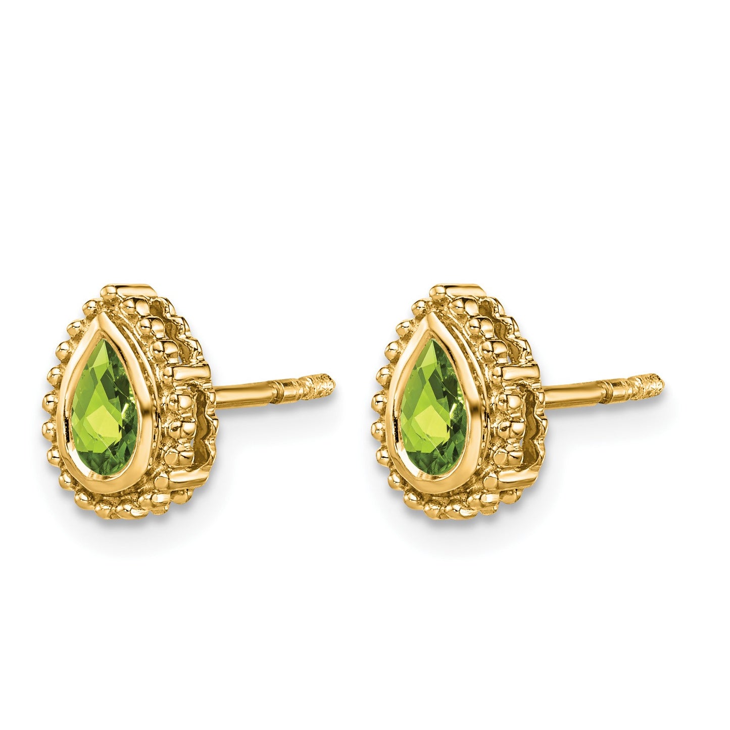 14k 7x5mm Pear Peridot Post Earrings