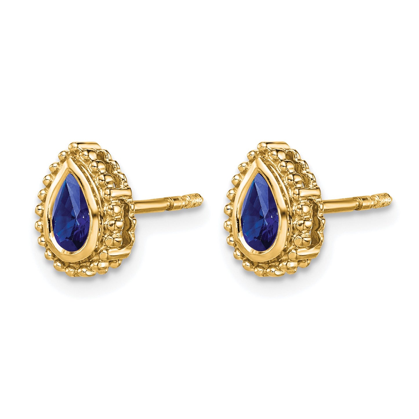 14k 5x3mm Pear Sapphire Post Earrings