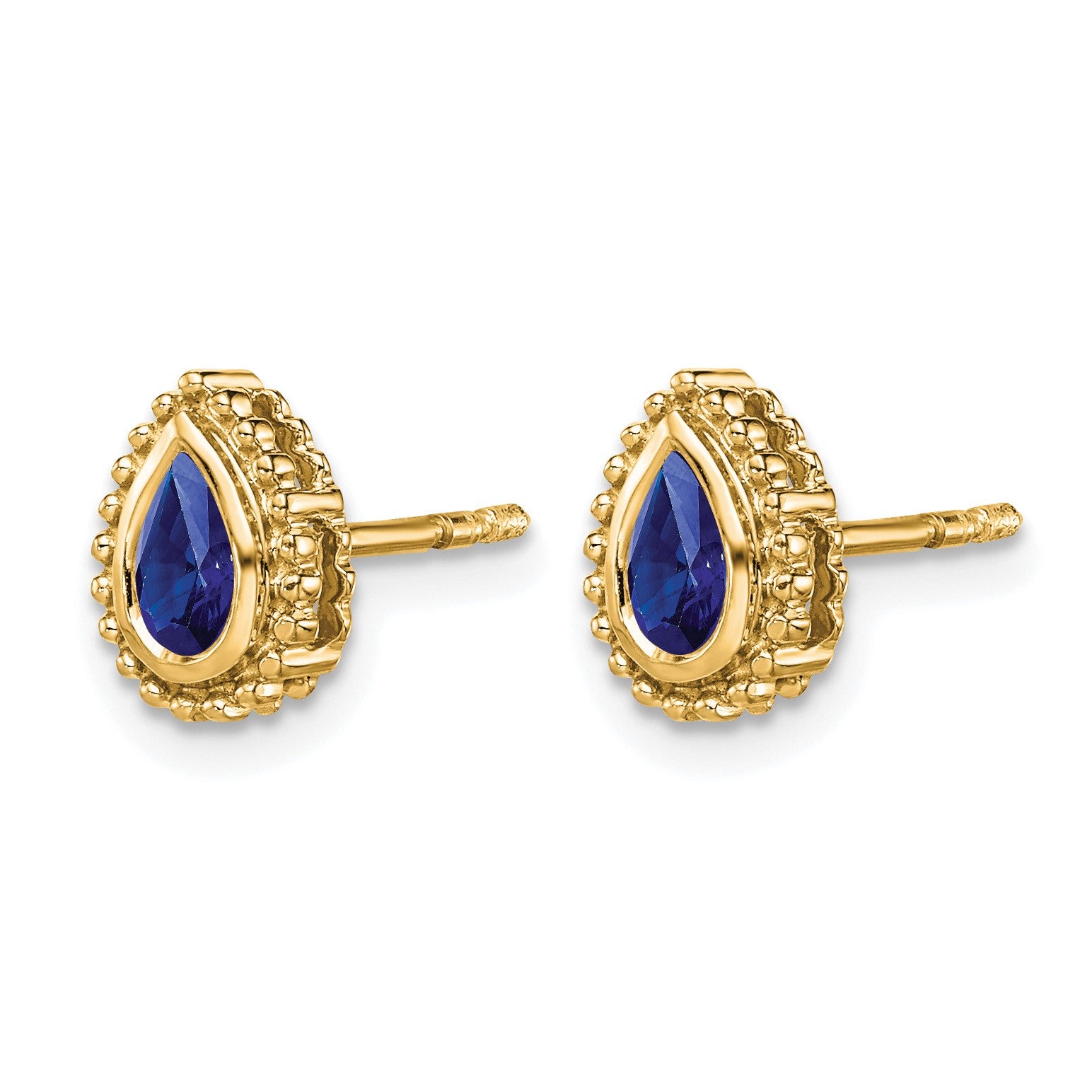 14k 5x3mm Pear Sapphire Post Earrings