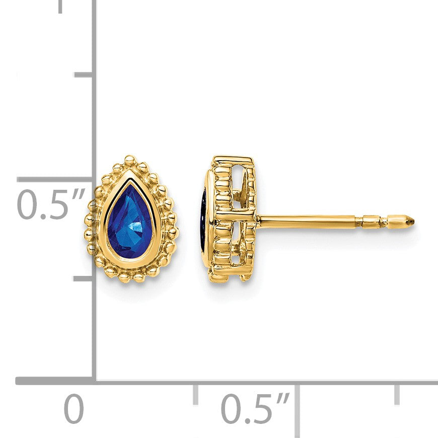 14k 5x3mm Pear Sapphire Post Earrings