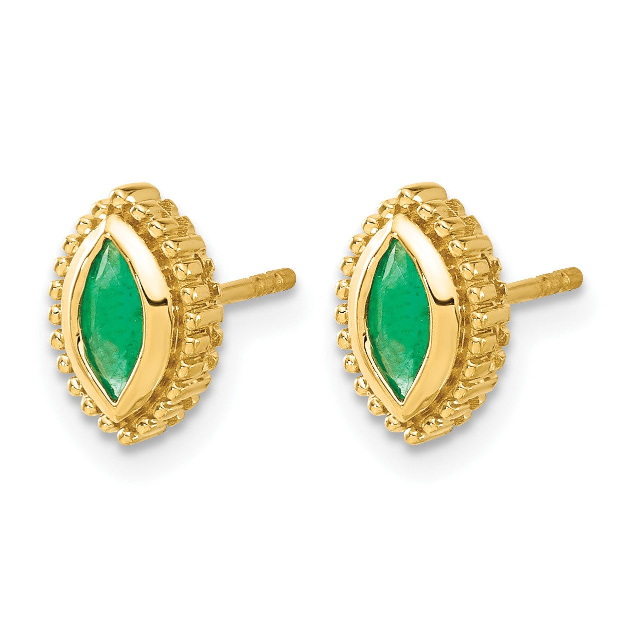 14k 6x3mm Marquise Emerald Post Earrings