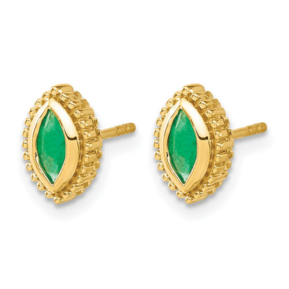 14k 6x3mm Marquise Emerald Post Earrings