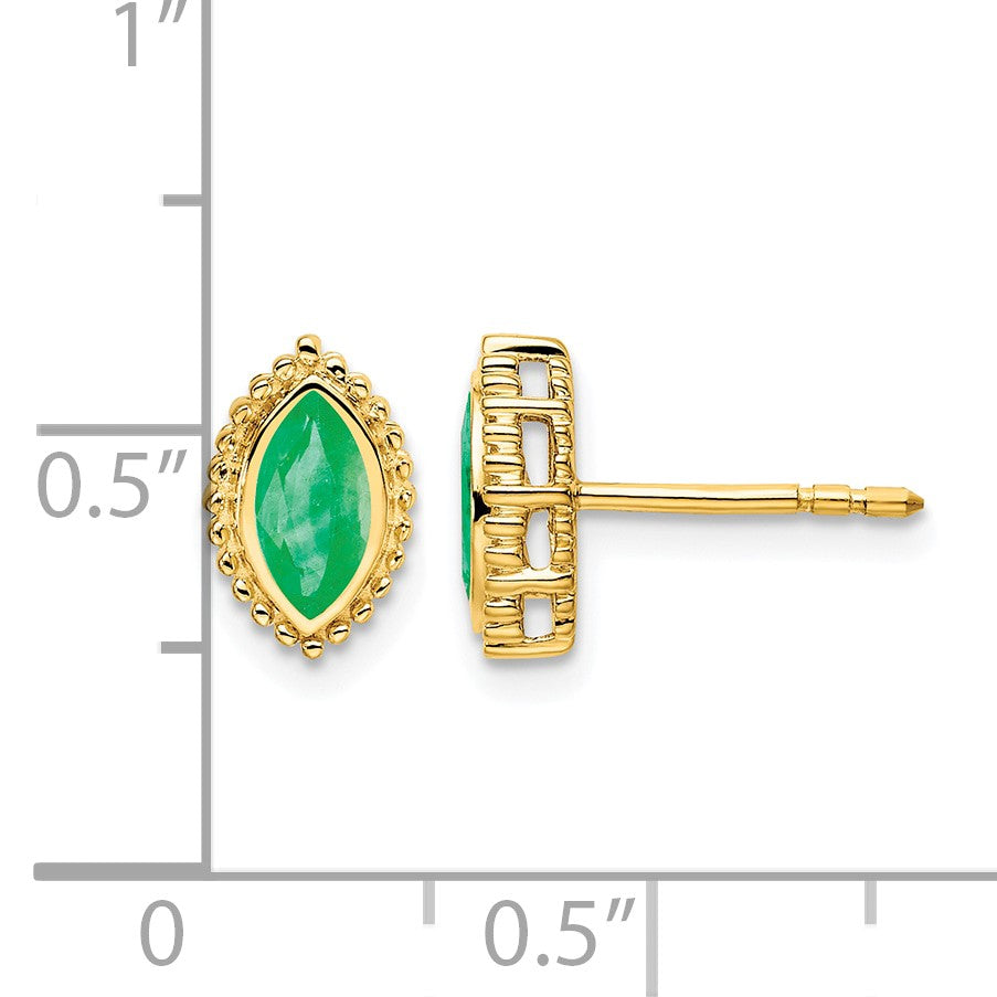 14k 6x3mm Marquise Emerald Post Earrings