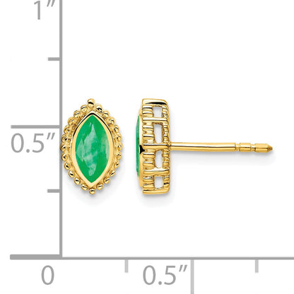 14k 6x3mm Marquise Emerald Post Earrings