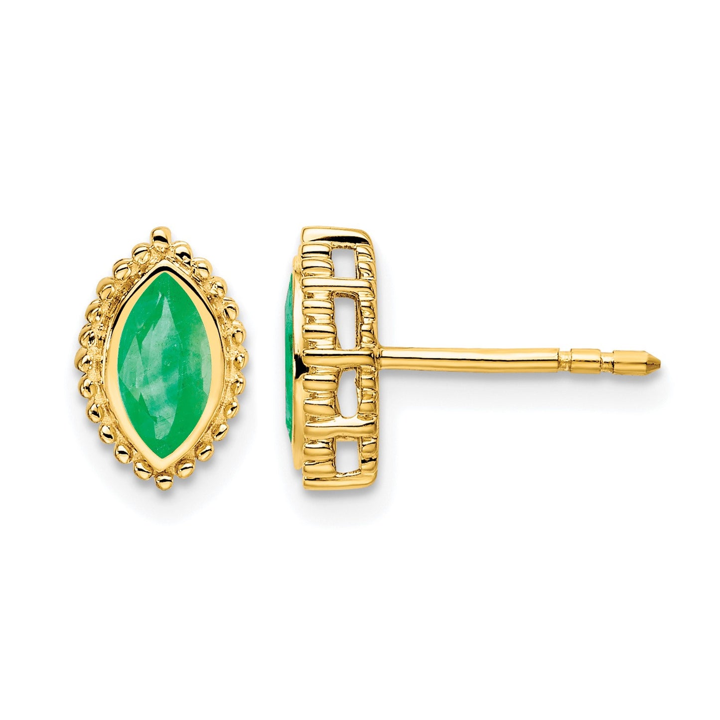14k 6x3mm Marquise Emerald Post Earrings