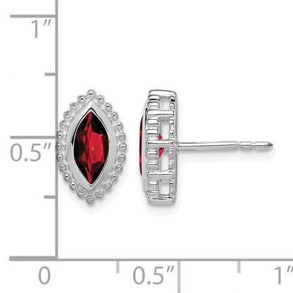 14k White Gold 8x4mm Marquise Garnet Post Earrings