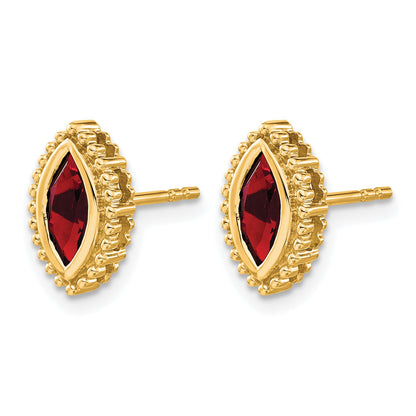 14k 8x4mm Marquise Garnet Post Earrings