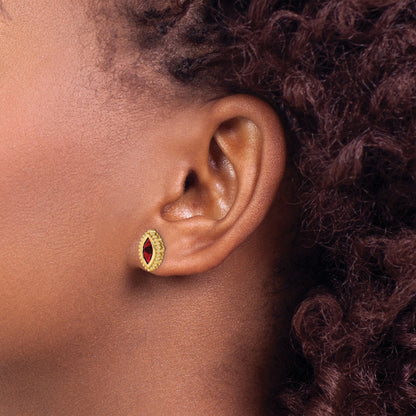 14k 8x4mm Marquise Garnet Post Earrings