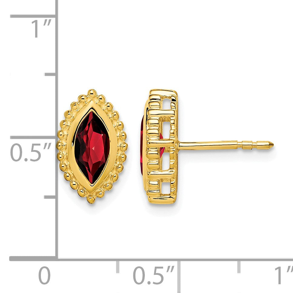 14k 8x4mm Marquise Garnet Post Earrings