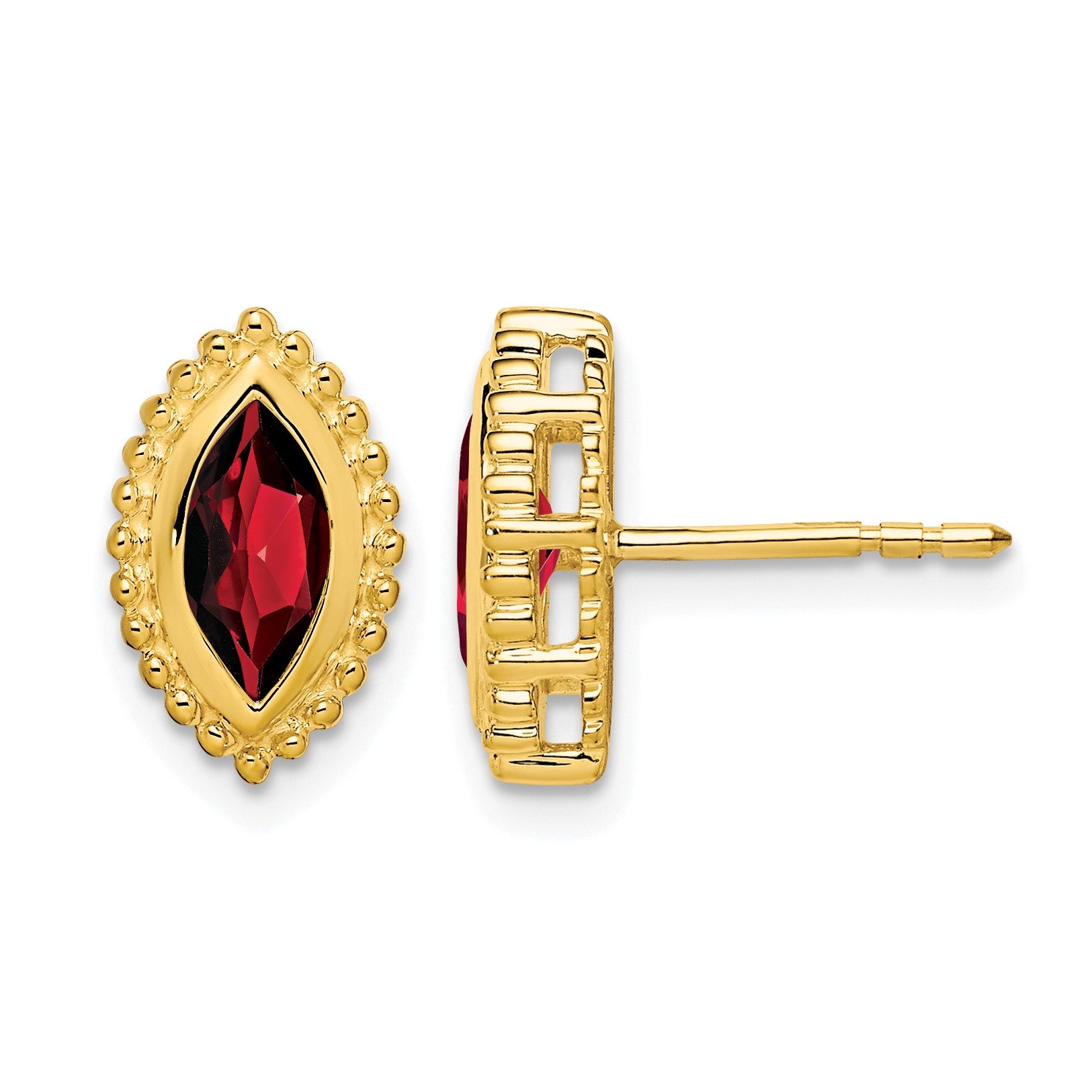 14k 8x4mm Marquise Garnet Post Earrings