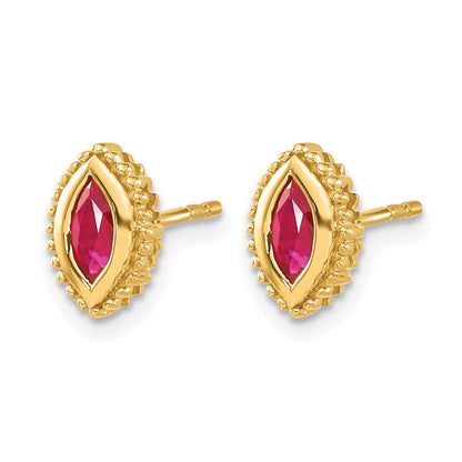 14k 6x3mm Marquise Ruby Post Earrings