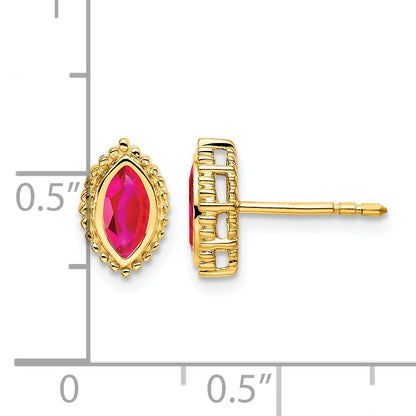 14k 6x3mm Marquise Ruby Post Earrings
