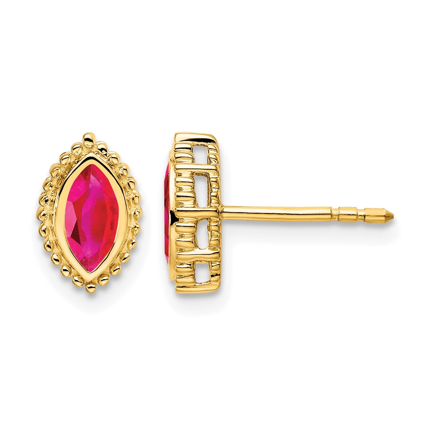 14k 6x3mm Marquise Ruby Post Earrings