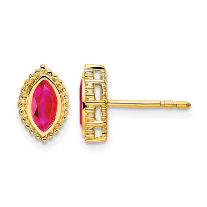 14k 6x3mm Marquise Ruby Post Earrings