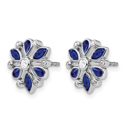 14k White Gold Marquise and Pear Sapphire and Diamond Post Earrings