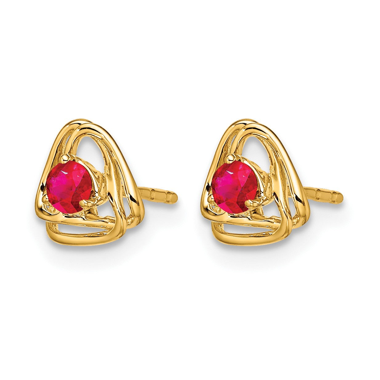 14k 3mm Round February/Amethyst Triangle Post Earrings