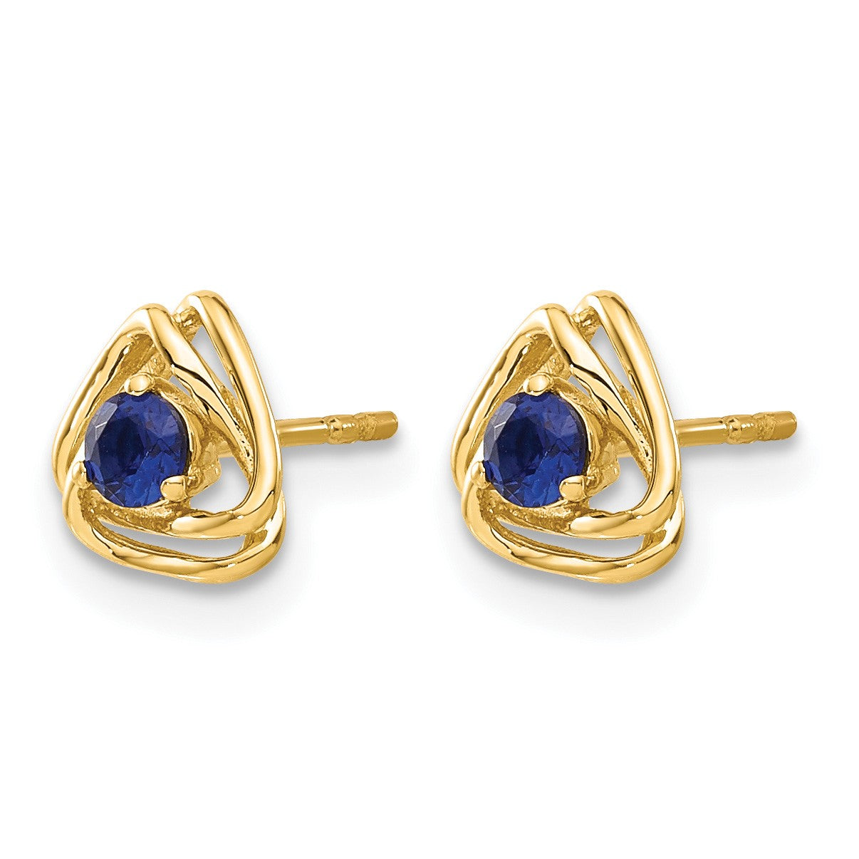 14k 3mm Round September/Lab Created Sapphire Triangle Post Earrings