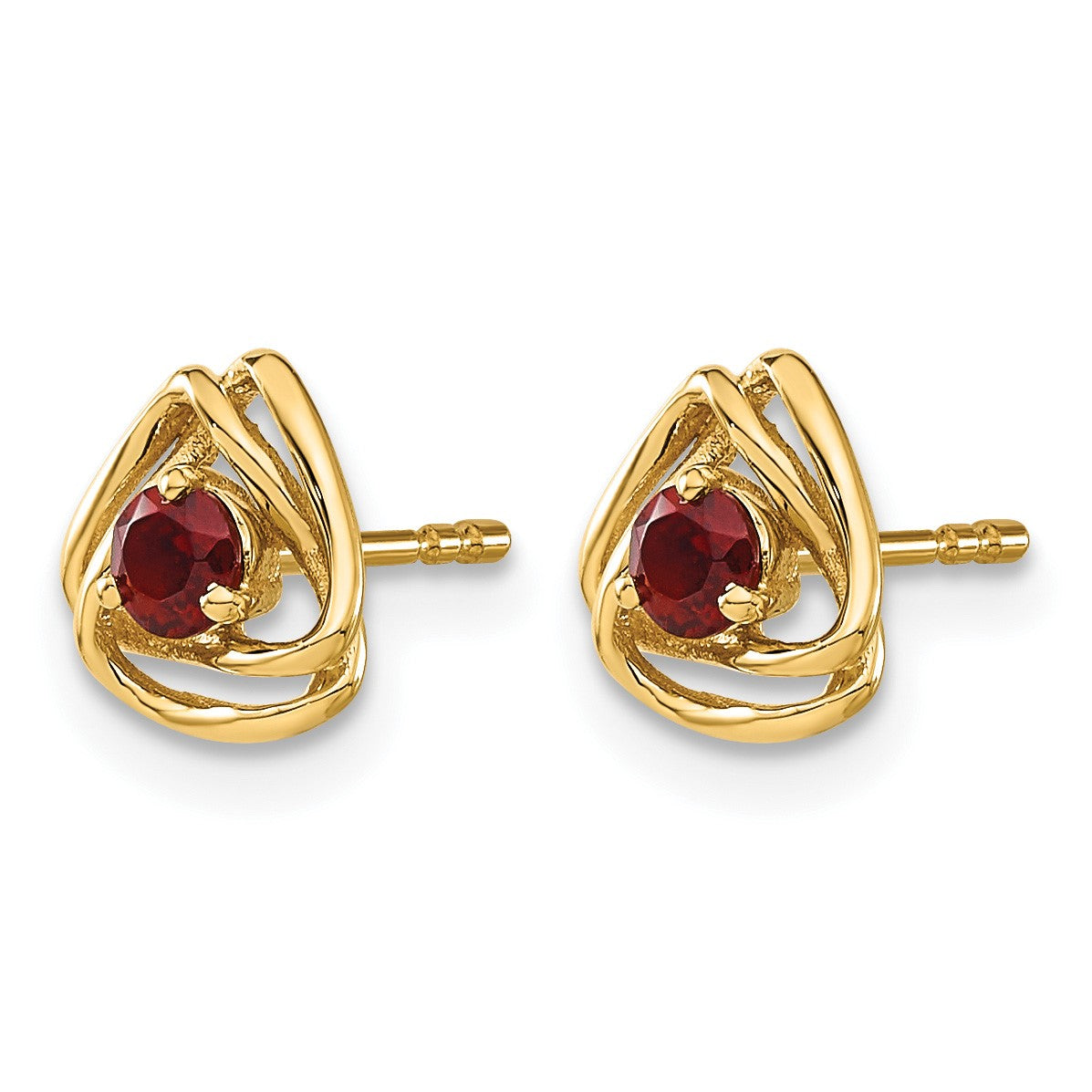 14k 3mm Round January/Garnet Triangle Post Earrings