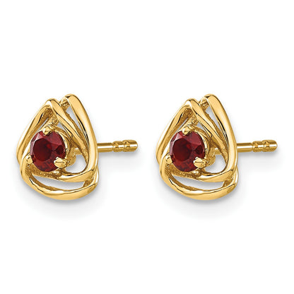 14k 3mm Round January/Garnet Triangle Post Earrings
