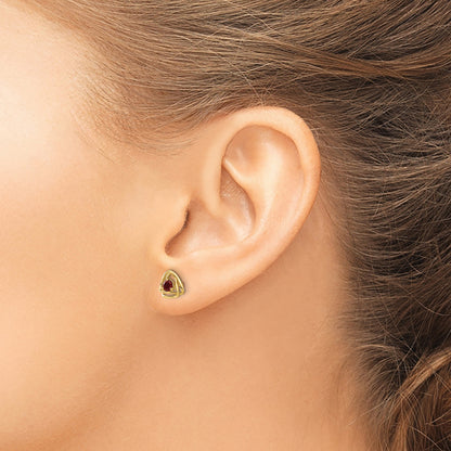 14k 3mm Round January/Garnet Triangle Post Earrings