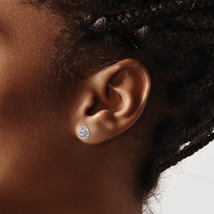 14k White Gold 3mm Round April/White Topaz Triangle Post Earrings