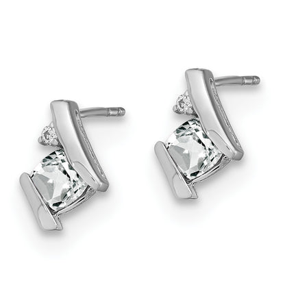 Sterling Silver Antique Cushion White Topaz and Diamond Earrings