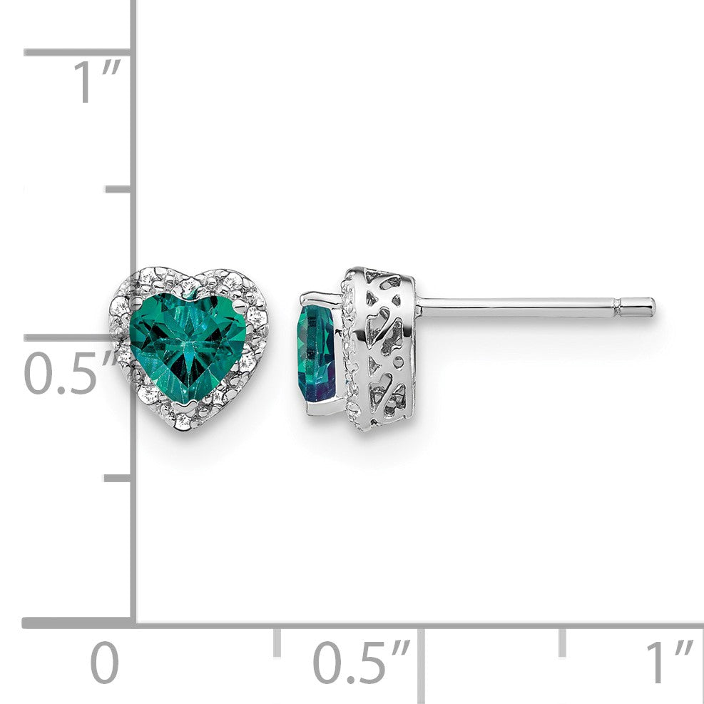 Sterling Silver Rhodium-plated Created Alexandrite/Diamond Earrings