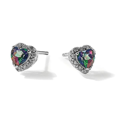 Sterling Silver Rhodium-plated Created Alexandrite/Diamond Earrings