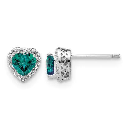 Sterling Silver Rhodium-plated Created Alexandrite/Diamond Earrings