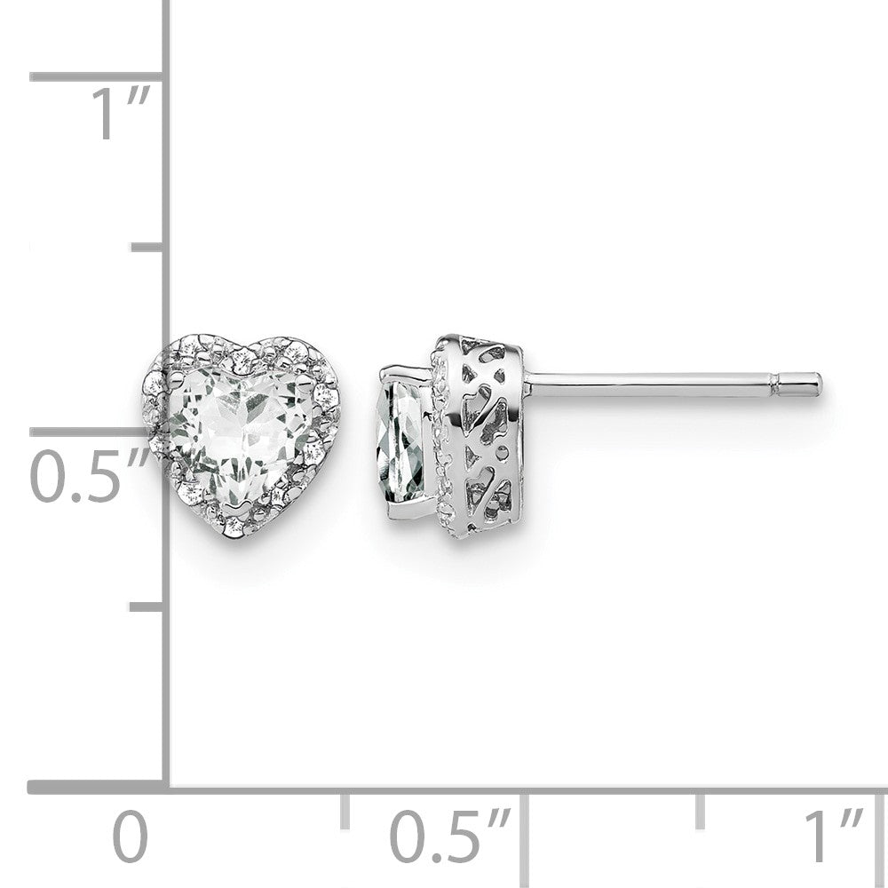 Sterling Silver Rhodium-plated White Topaz and Diamond Earrings