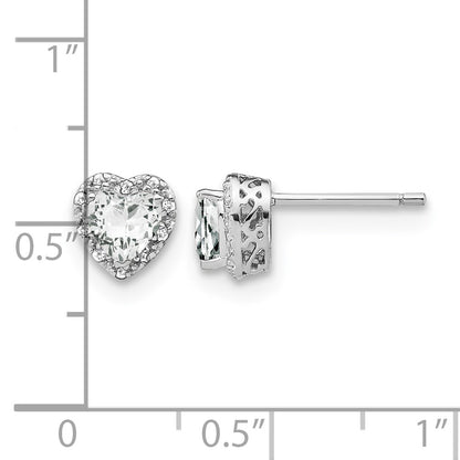 Sterling Silver Rhodium-plated White Topaz and Diamond Earrings