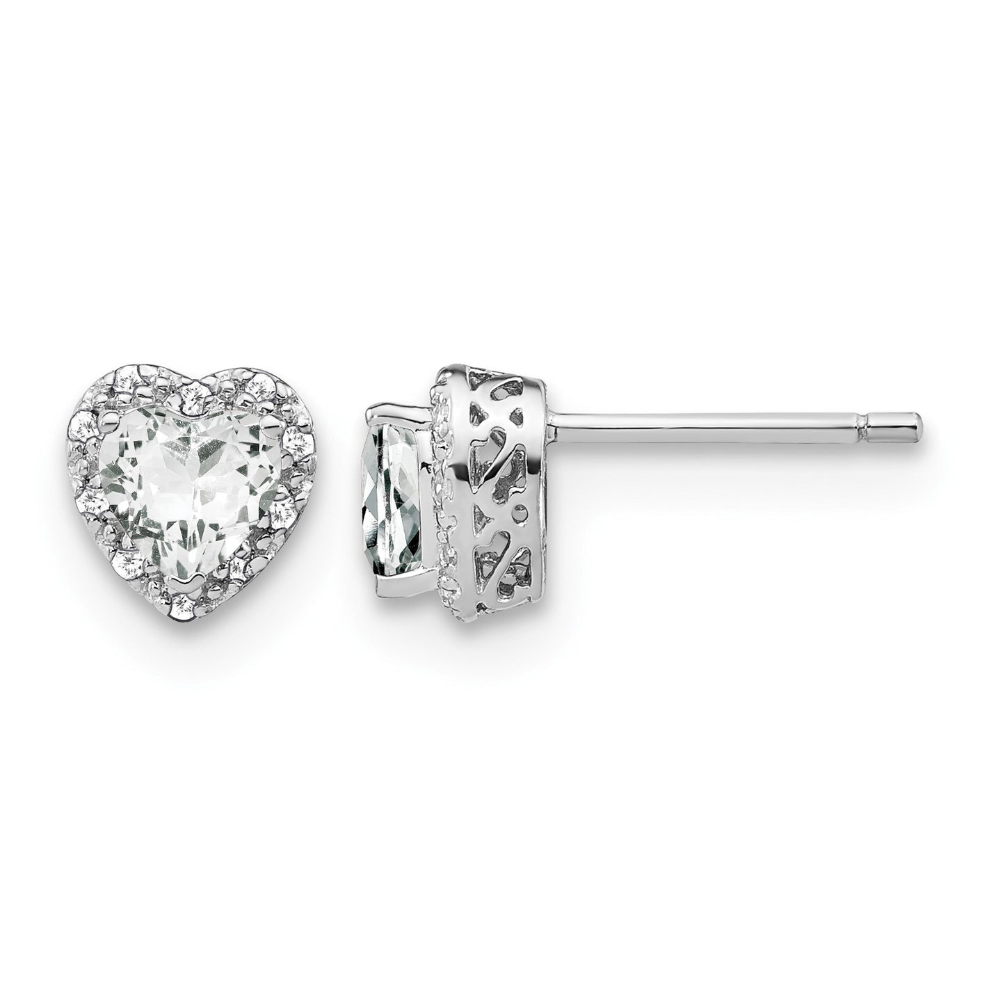 Sterling Silver Rhodium-plated White Topaz and Diamond Earrings