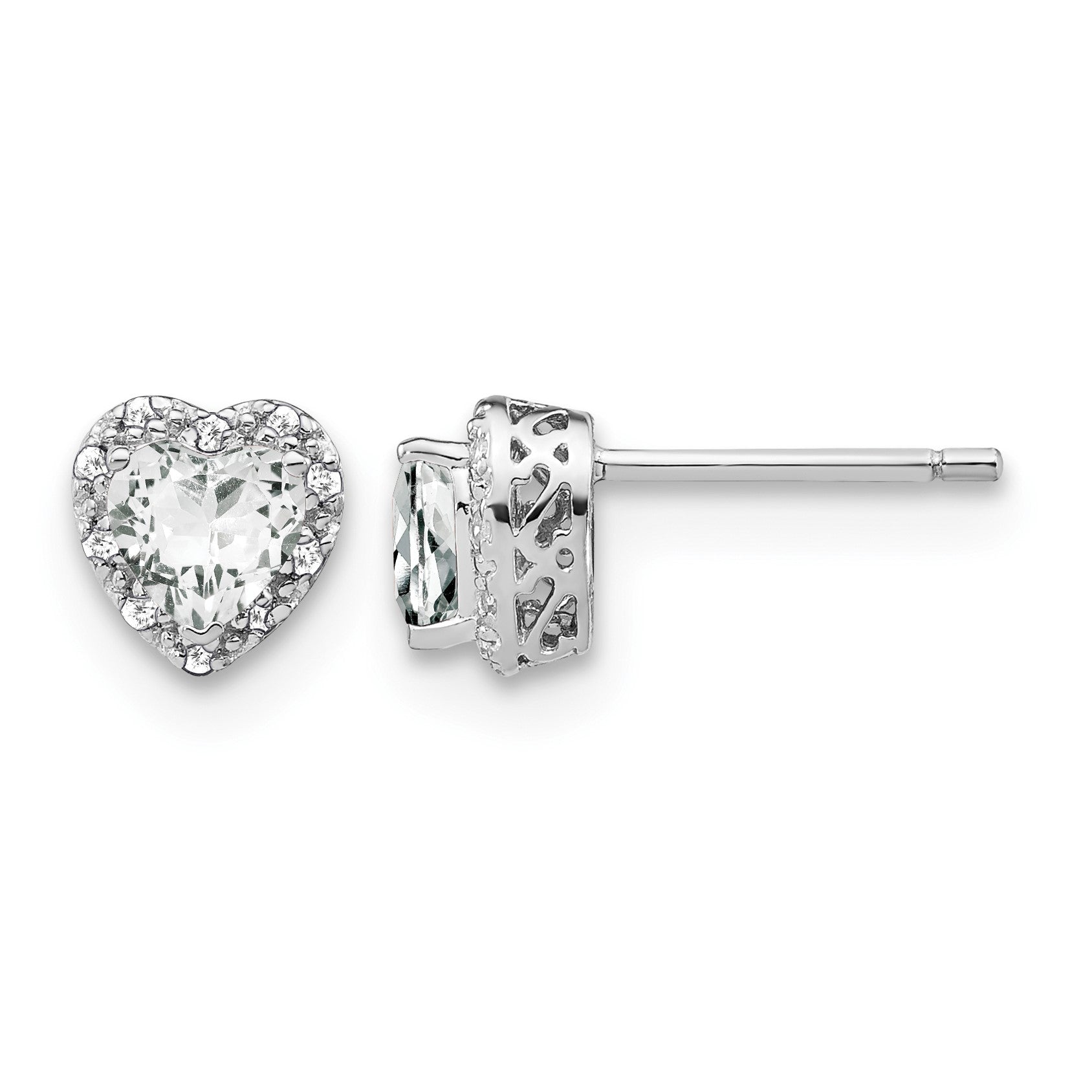 Sterling Silver Rhodium-plated White Topaz and Diamond Earrings