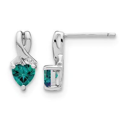 Sterling Silver Rhodium-plated Created Alexandrite/Diamond Earrings