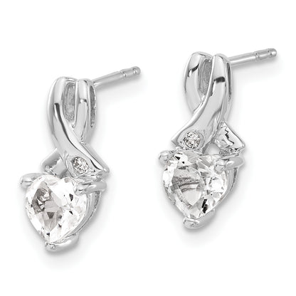 Sterling Silver Rhodium-plated White Topaz and Diamond Earrings