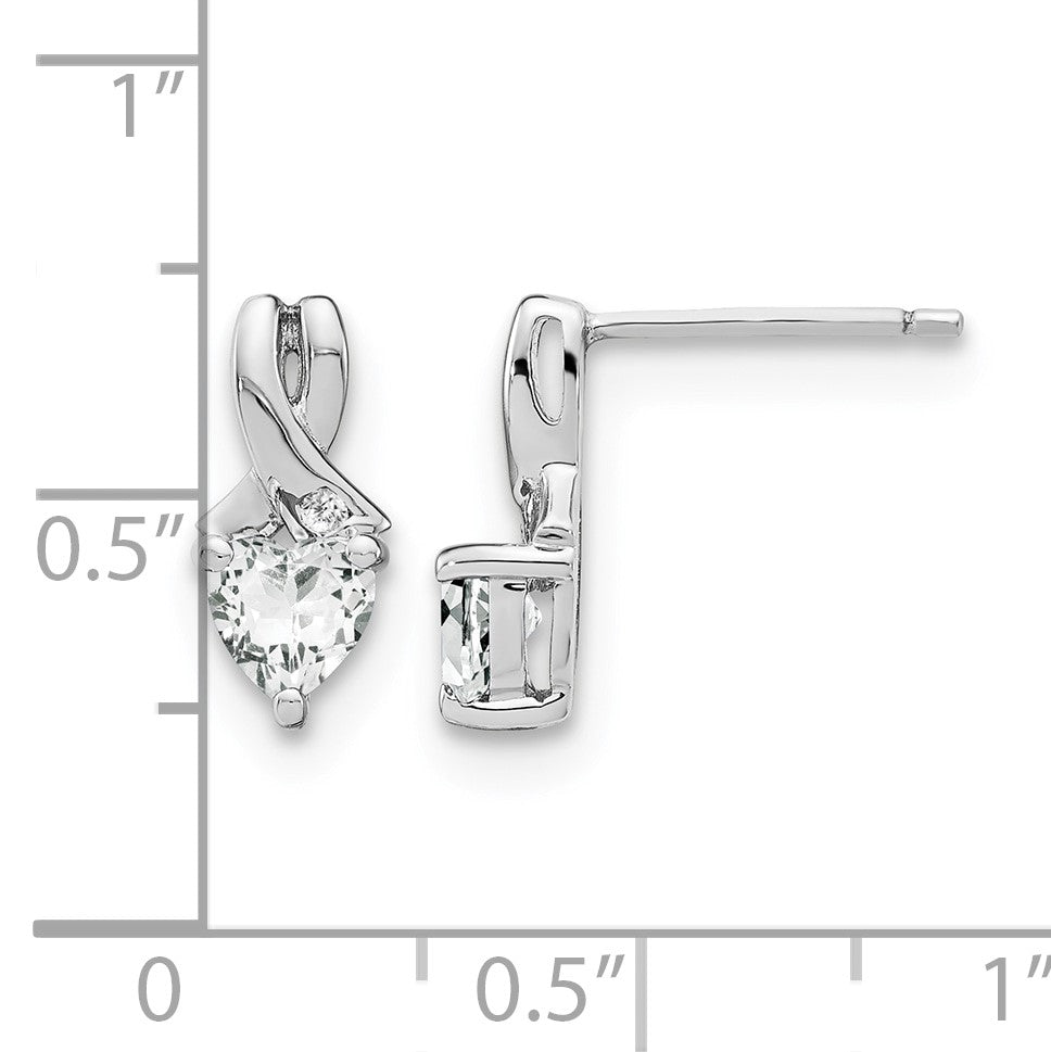 Sterling Silver Rhodium-plated White Topaz and Diamond Earrings