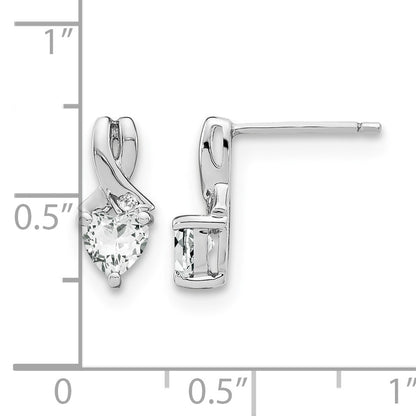 Sterling Silver Rhodium-plated White Topaz and Diamond Earrings