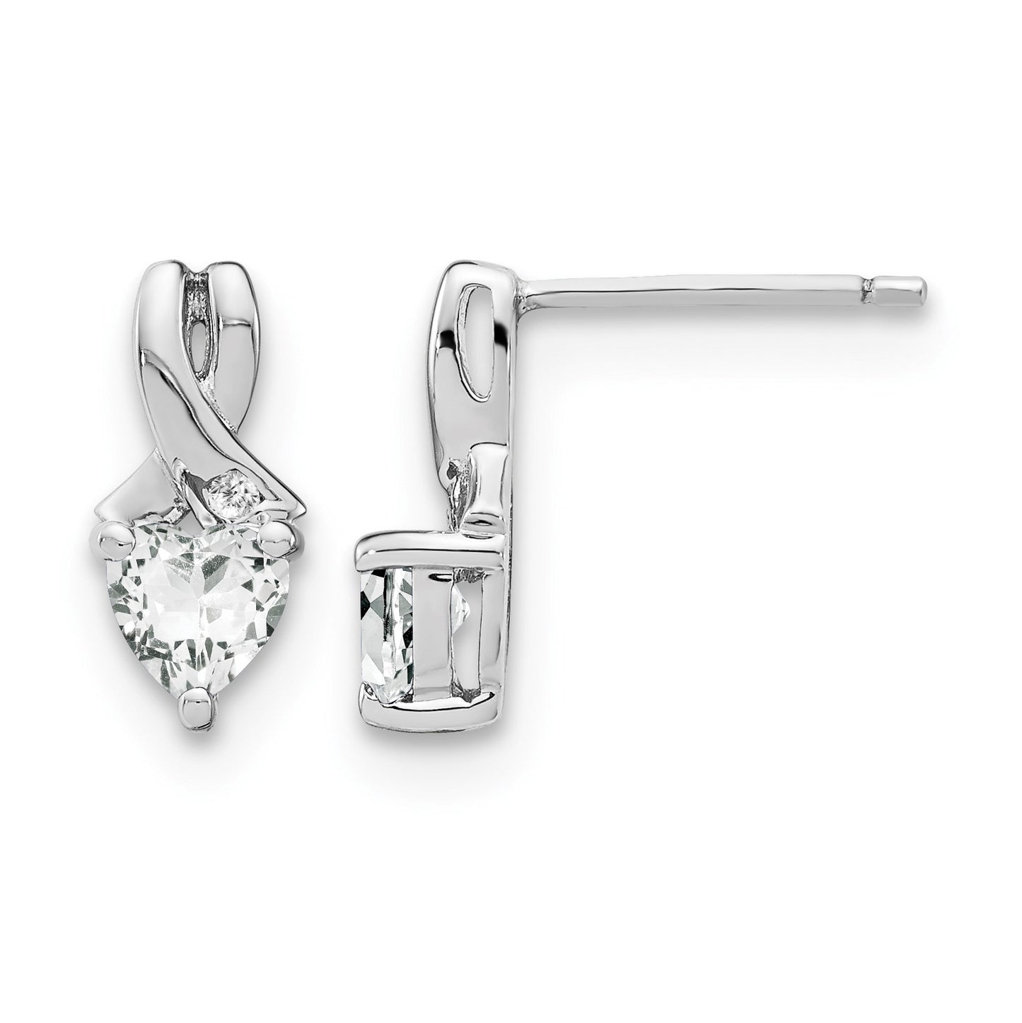Sterling Silver Rhodium-plated White Topaz and Diamond Earrings