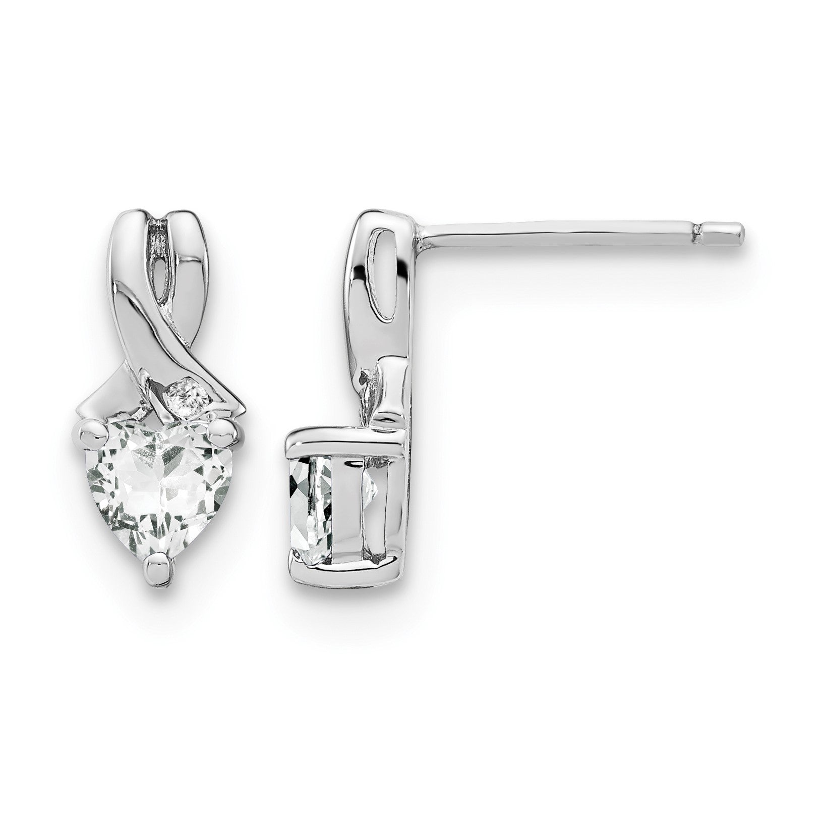 Sterling Silver Rhodium-plated White Topaz and Diamond Earrings
