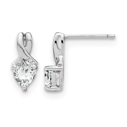 Sterling Silver Rhodium-plated White Topaz and Diamond Earrings