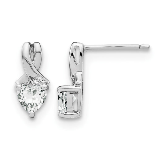 Sterling Silver Rhodium-plated White Topaz and Diamond Earrings