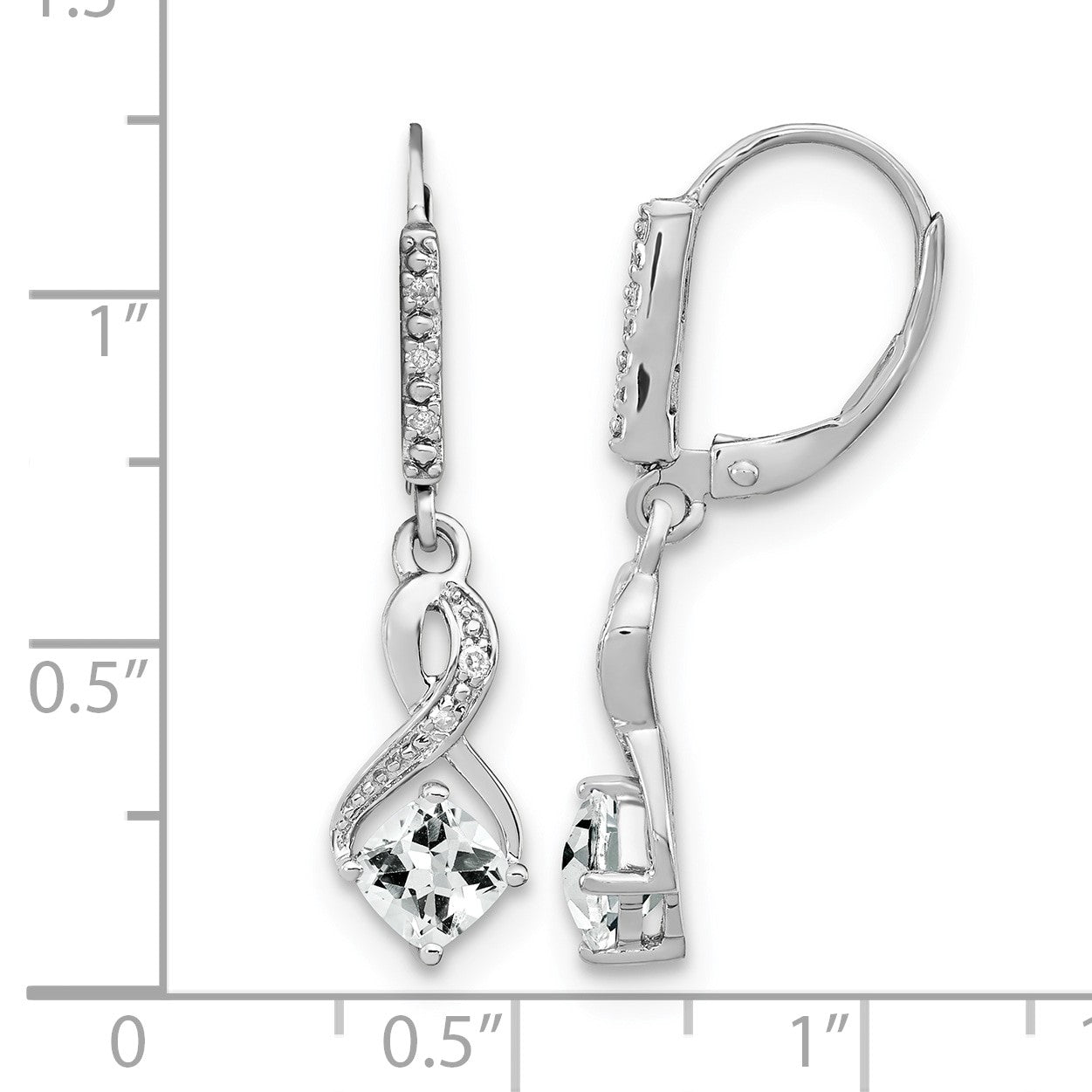 Sterling Silver Rhodium-plated White Topaz and Diamond Earrings