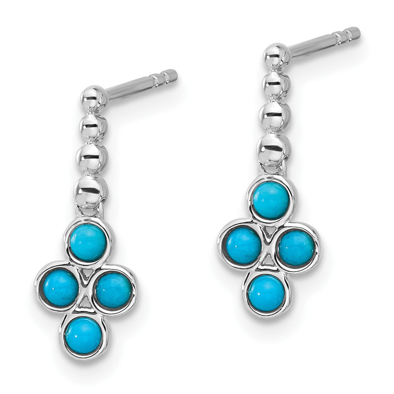 14k White Gold Turquoise Drop Post Earrings