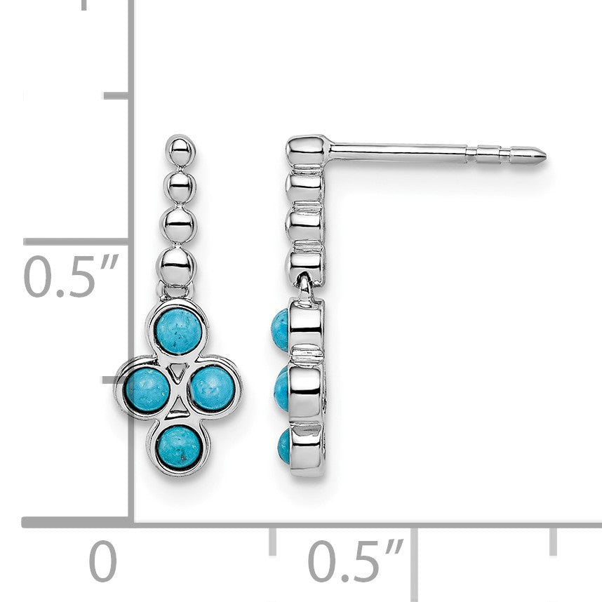 14k White Gold Turquoise Drop Post Earrings