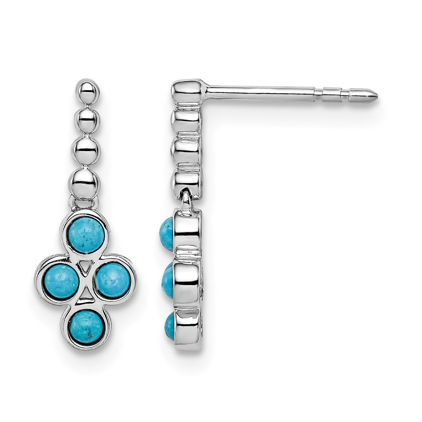 14k White Gold Turquoise Drop Post Earrings