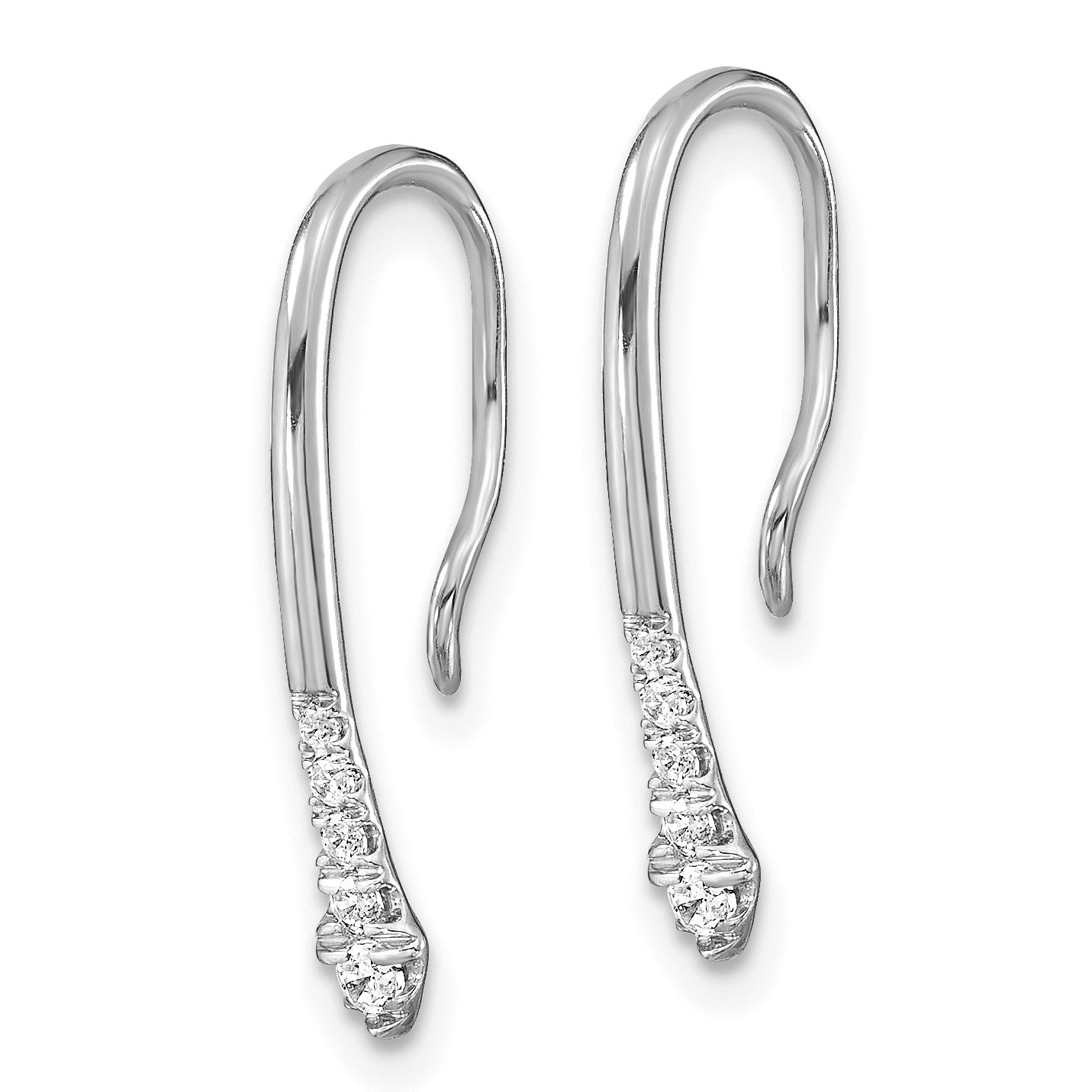 14k White Gold Polished 1/8 carat Diamond Drop Wire Earrings