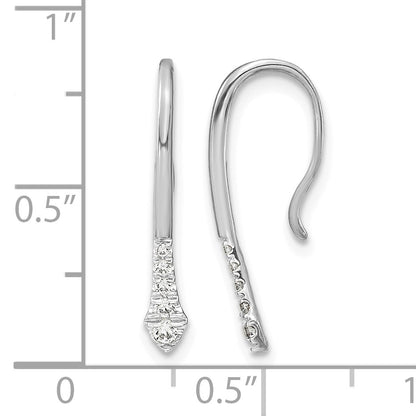 14k White Gold Polished 1/8 carat Diamond Drop Wire Earrings