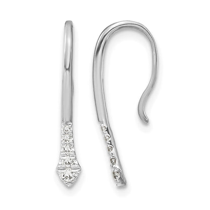 14k White Gold Polished 1/8 carat Diamond Drop Wire Earrings