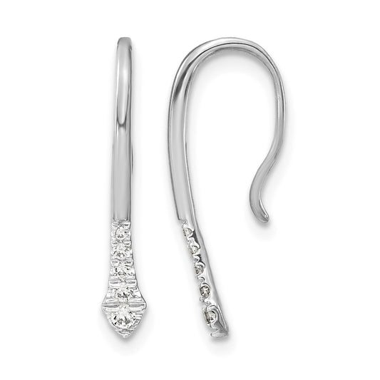 14k White Gold Polished 1/8 carat Diamond Drop Wire Earrings