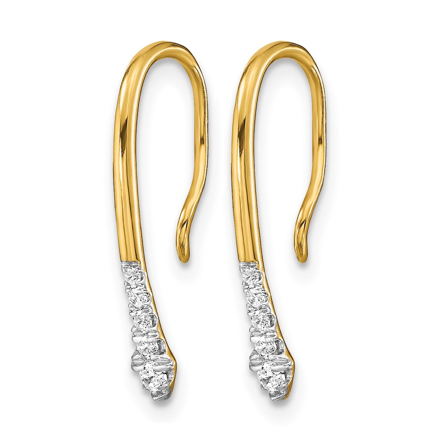 14k Polished 1/8 carat Diamond Drop Wire Earrings